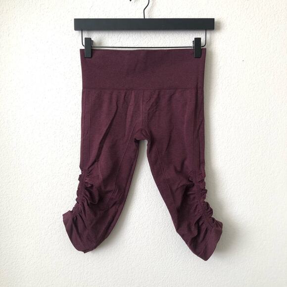 Lululemon In The Flow Crop II Heathered Bordeaux Drama burgundy red seamless - Picture 6 of 9